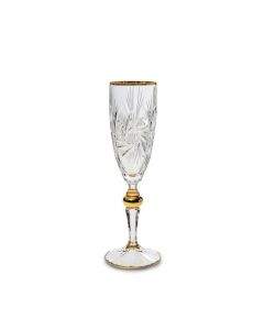 Чаша за шампанско Bohemia 1845 Pinwheel Matt Cut and Gold 180ml, 6 броя