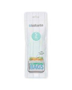 Торба за кош Brabantia PerfectFit Sort&Go размер S, 6L, 10 броя, зелени, биоразградими, ролка