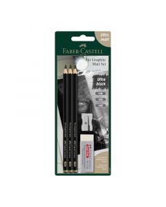 Faber-Castell Моливи Pitt Graphite Matt, чернографитни, 10B, 12B, 14B, с гума и острилка