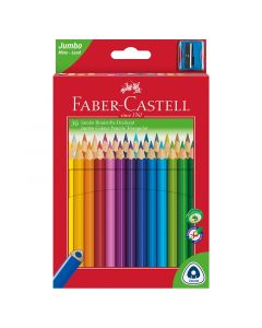 Faber-Castell Цветни моливи Triangular Jumbo, 30 цвята, с включена острилка