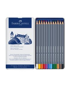 Faber-Castell Акварелни моливи Goldfaber Aqua, 12 цвята, в метална кутия