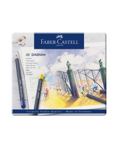 Faber-Castell Цветни моливи Goldfaber, 48 цвята, в метална кутия