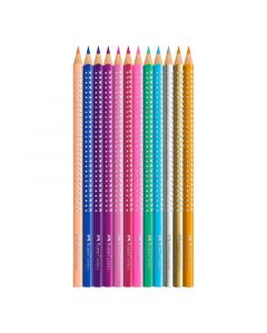 Faber-Castell Цветни моливи Sparkle, в метална розова кутия, 12 цвята