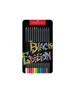 Faber-Castell Моливи Black Edition, 12 цвята, в метална кутия