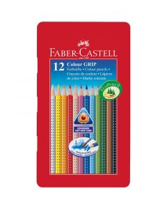 Faber-Castell Акварелни моливи Grip 2001, 12 цвята, в метална кутия