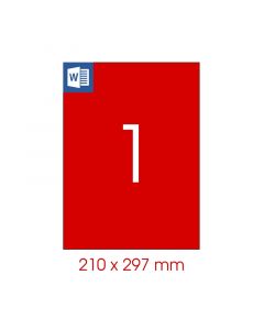 Tanex Самозалепващи етикети, A4, 210 x 297 mm, червени, 25 листа