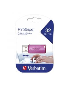 Verbatim USB флаш памет Pinstripe, USB 2.0, 32 GB, розова