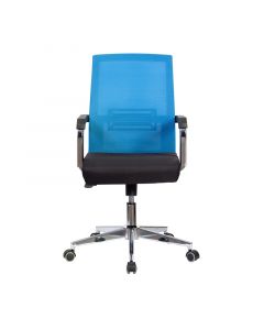 RFG Работен стол Roma W, дамаска и меш, черна седалка, светлосиня облегалка