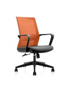 RFG Работен стол Smart W, дамаска и меш, черна седалка, оранжева облегалка