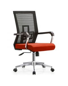 RFG Работен стол Luccas W, дамаска и меш, червена седалка, черна облегалка