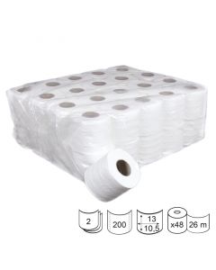 Тоалетна хартия, двупластова, целулозна, 80 g, 48 броя