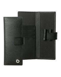 Hugo Boss Калъф Tradition, за две пишещи средства, кожен, черен, със закопчалка
