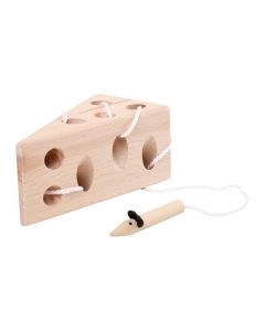 Small Foot Игра за нанизване Сирене с мишка, дървена