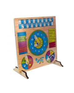 Календар-часовник, дървен, 30 х 30 cm