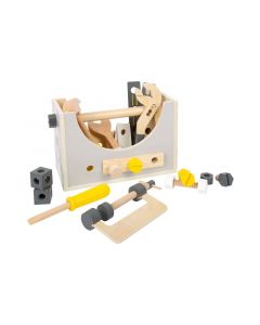 Small Foot Кутия с инструменти и мини работна маса 2 в 1, дървена