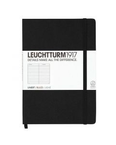 Тефтер А5 Leuchtturm1917 Notebook Medium Black, твърди корици, Редове