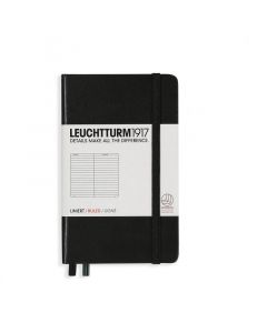 Тефтер А6 Leuchtturm1917 Notebook Pocket Black, твърда корица, Чисто бяла