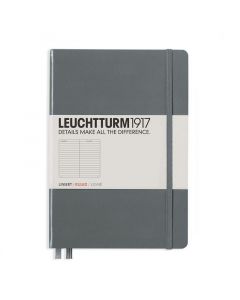Тефтер А5 Leuchtturm1917 Notebook Medium Anthracite, твърди корици, Точки