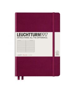 Тефтер А5 Leuchtturm1917 Notebook Medium Port Red, твърди корици, Чисто бяла