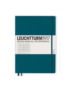 Тефтер А4+ Leuchtturm1917 Notebook Master Slim Pacific Green, твърда корица, Чисто бяла