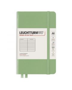 Тефтер А6 Leuchtturm1917 Notebook Pocket Sage, твърди корици, Редове