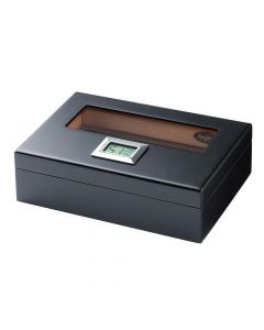 Кутия за пури (хумидор) Angelo Black Matt, с дигитален влагомер и овлажнител