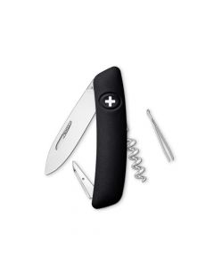 Швейцарско ножче SWIZA - D02, 7.5см острие, 6x функции, черно