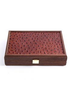 Карти за игра Manopoulos в дървена кутия с кожен принт Brown Ostrich