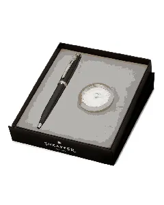 Комплект Sheaffer - химикалка 100 Glossy Black с настолен часовник
