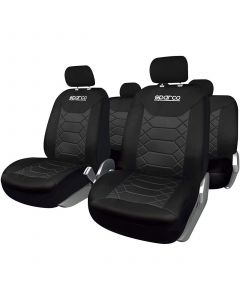 Комплект калъфи за автомобилни седалки Sparco Sport, черни, 9 части