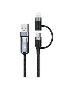 Tellur кабел 4в1 USB/Type-C към Type-C (PD65W)/Lightning (PD20W), 1м, черен TLL155411