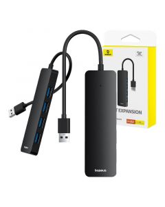 USB хъб Baseus 4 в 1 UltraJoy Lite USB-А към USB 3.0, 15 см B0005280B111-00 - черен