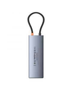 USB хъб Baseus 10 в 1 Metal Gleam II Series Type-C към 1xHDMI, USB-A (10Gbps), USB-C, 2xUSB-A, RJ45, SD/TF, mini-jack 3,5 мм, USB-C(PD) B00061800813-00 - тъмносив