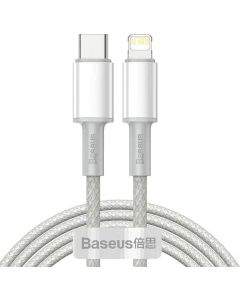 Кабел Baseus High Density USB-C към Lightning, PD 20W, 2м, бял CATLGD-A02