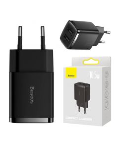 Зарядно устройство Baseus, 2x USB, 10,5 W CCXJ010201 - черно