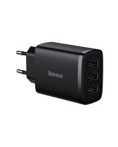 Зарядно устройство Baseus Compact CCXJ020101 с USB троен порт 17W черно