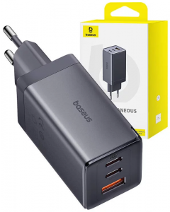 Зарядно устройство Baseus GaN5 Ultra 2x USB-C + USB, 65W + cable 1м P10110812827-Z1 - сиво