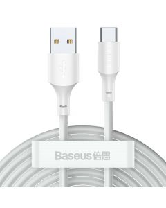 Кабел Baseus TZCATZJ-02 USB-A към USB-C за бързо зареждане 2 броя, 40W, 5A, 1.5м, бял