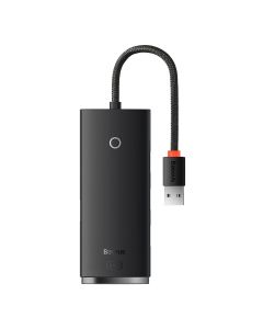 USB хъб Baseus WKQX030001 USB-A Lite Series 5в1, мултифункционален, 25см, черен