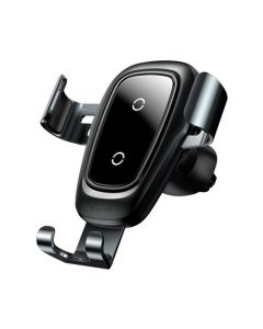 Поставка за телефон за кола с безжично зареждане Baseus Metal Gravity Car Mount Phone Bracket Air Vent Holder Qi Charger WXYL-B0A  - черна
