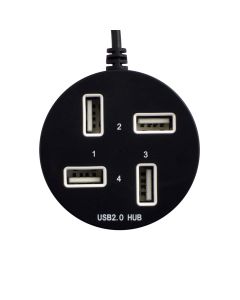 USB хъб Diva 4 порта, USB 2.0, Кръгъл дизайн, Черен