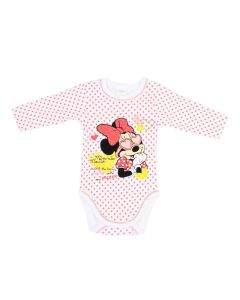 Боди Minnie Mouse на розови точки за момиче от 1 месец до 2 години