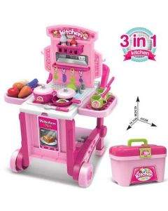 Buba Детска кухня Kitchen little Chef, 008-927, розова, куфар, NEW022683