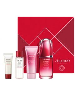Shiseido Ultimune Комплект за жени Енергизиращ и защитен концентрат за лице 50 ml. Активно почистваща пяна 15 ml. Почистваща вода за лице 30 ml. Крем за ръце 40 ml.
