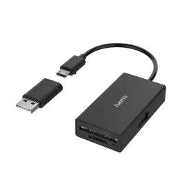Четец за карти HAMA USB OTG Hub, USB 2.0 Type-A, SD, microSD, USB-A адаптер