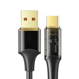 USB-A към USB Type-C кабел Xmart Amber Series, 6A, 100W, 1.2м, Черен