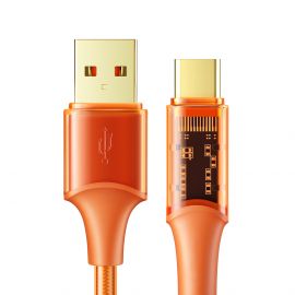 USB-A към USB Type-C кабел Xmart Amber Series, 6A, 100W, 1.2м, Оранжев