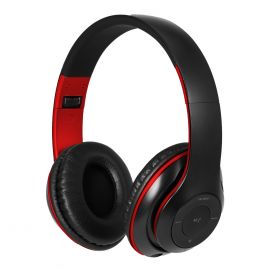 Стерео слушалки Xmart 06R, Bluetooth 5.1, Кабел, FM Радио, Черно/Червени