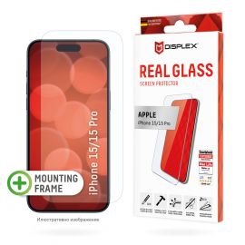 Стъклен протектор за екран Displex Real Glass (2D) за iPhone 15/15 Pro