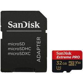 Флаш памети SanDisk Extreme PRO microSDHC 32GB + SD Adapter + RescuePRO Deluxe 100MB/s A1 C10 V30 UHS-I U3; EAN:619659155414 SDSQXCG-032G-GN6MA SDSQXCG-032G-GN6MA